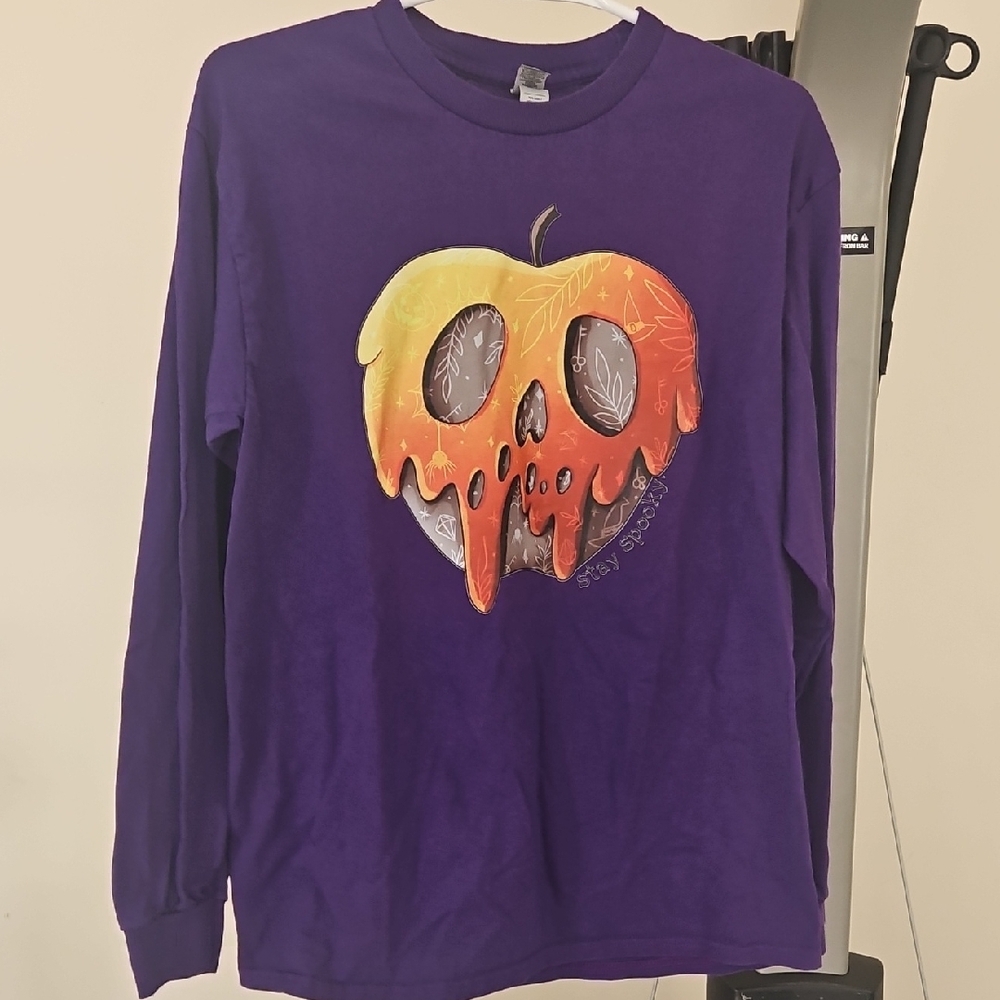 #3665 Gildan Purple Long Sleeve Tee with Melting Apple Graphic